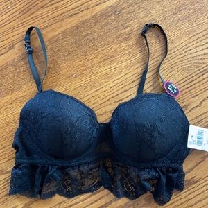 Frederick’s of Hollywood Black lace long line bra